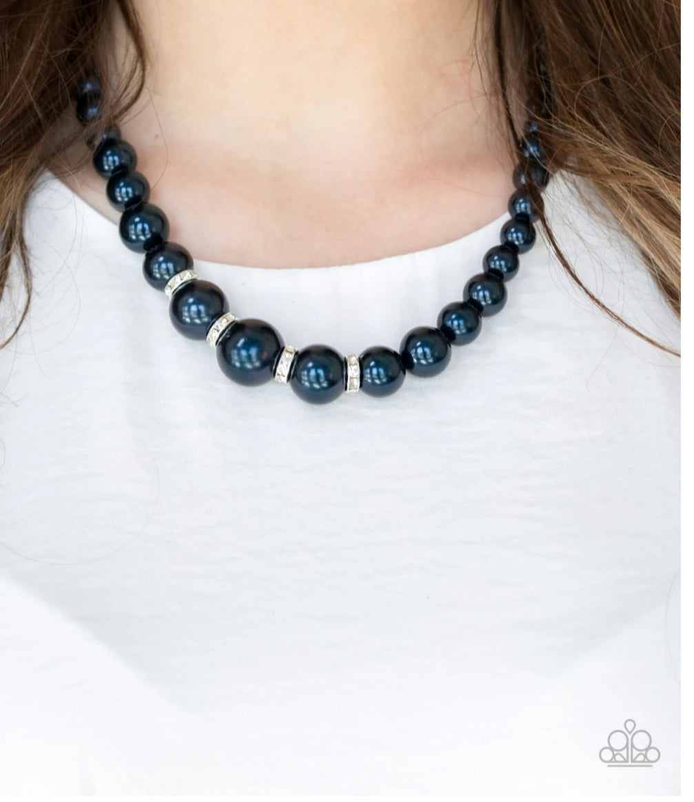 Party Pearls Blue Necklace