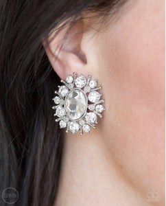 Serious Star Power White Clip on Earrings