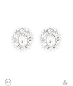 Serious Star Power White Clip on Earrings