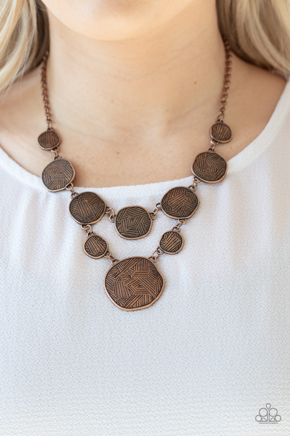 Metallic Patchwork Copper Necklace