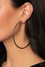Load image into Gallery viewer, Embellished Edge Black Hoop Earrings
