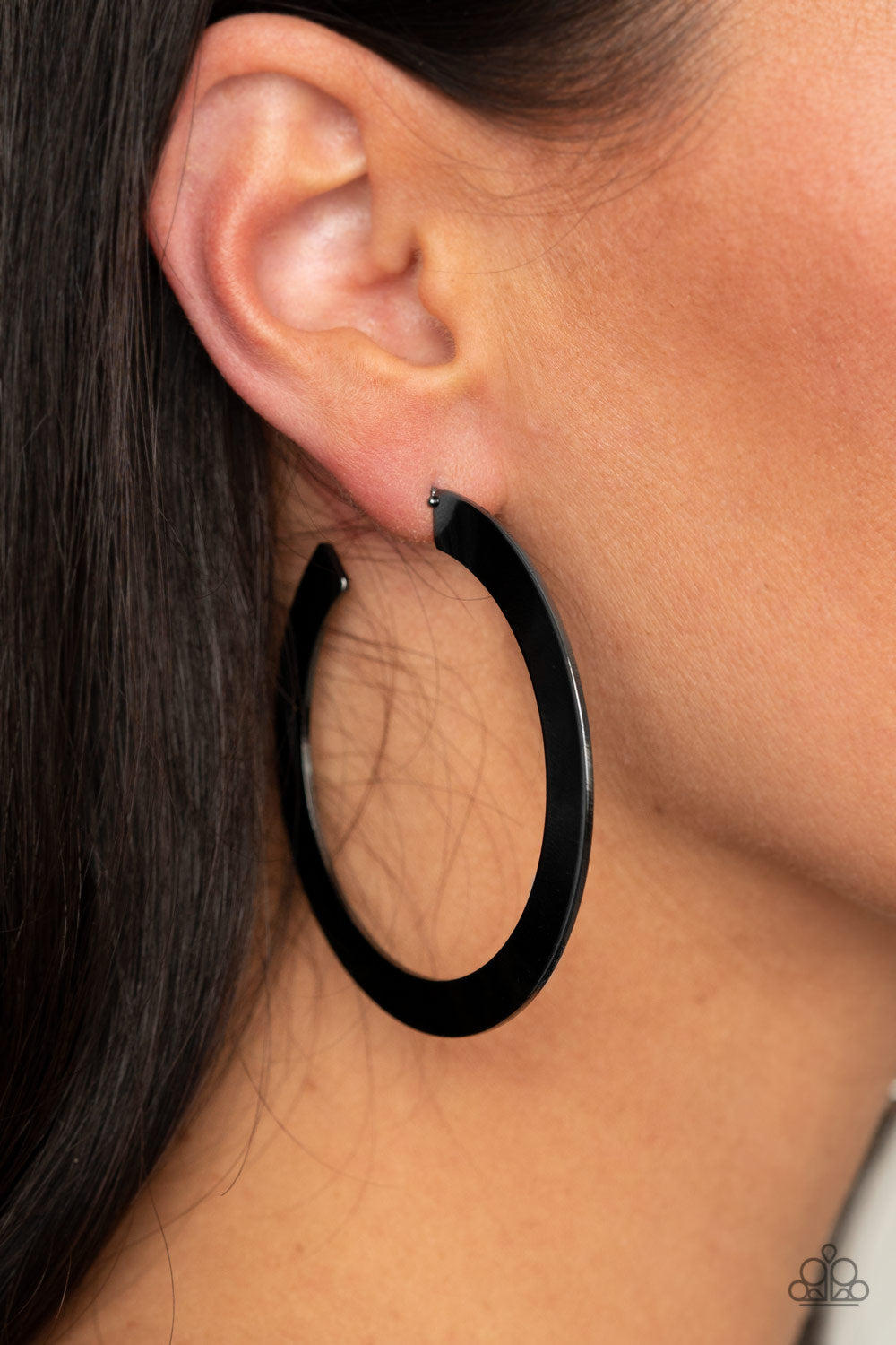 The Inside Track Black Hoop Earrings