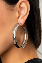 Load image into Gallery viewer, Kick &#39;Em To The CURVE Silver Hoop Earrings
