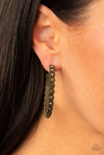 Load image into Gallery viewer, Rhinestone Studded Sass Brass Hoop Earrings
