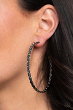 Load image into Gallery viewer, Infinite Twist Black Hoop Earrings
