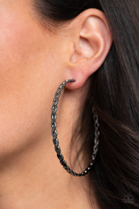 Infinite Twist Black Hoop Earrings