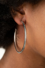 Load image into Gallery viewer, Sultry Shimmer Silver Hoop Earrings
