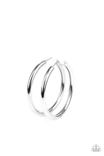 Load image into Gallery viewer, Curve Ball Silver Hoop Earrings
