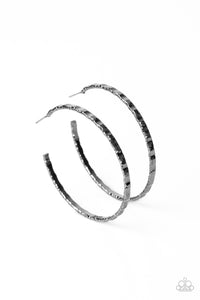 Grungy Grit Black Hoop Earrings