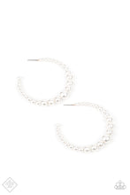 Load image into Gallery viewer, Glamour Graduate White Hoop Earrings
