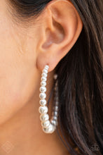 Load image into Gallery viewer, Glamour Graduate White Hoop Earrings
