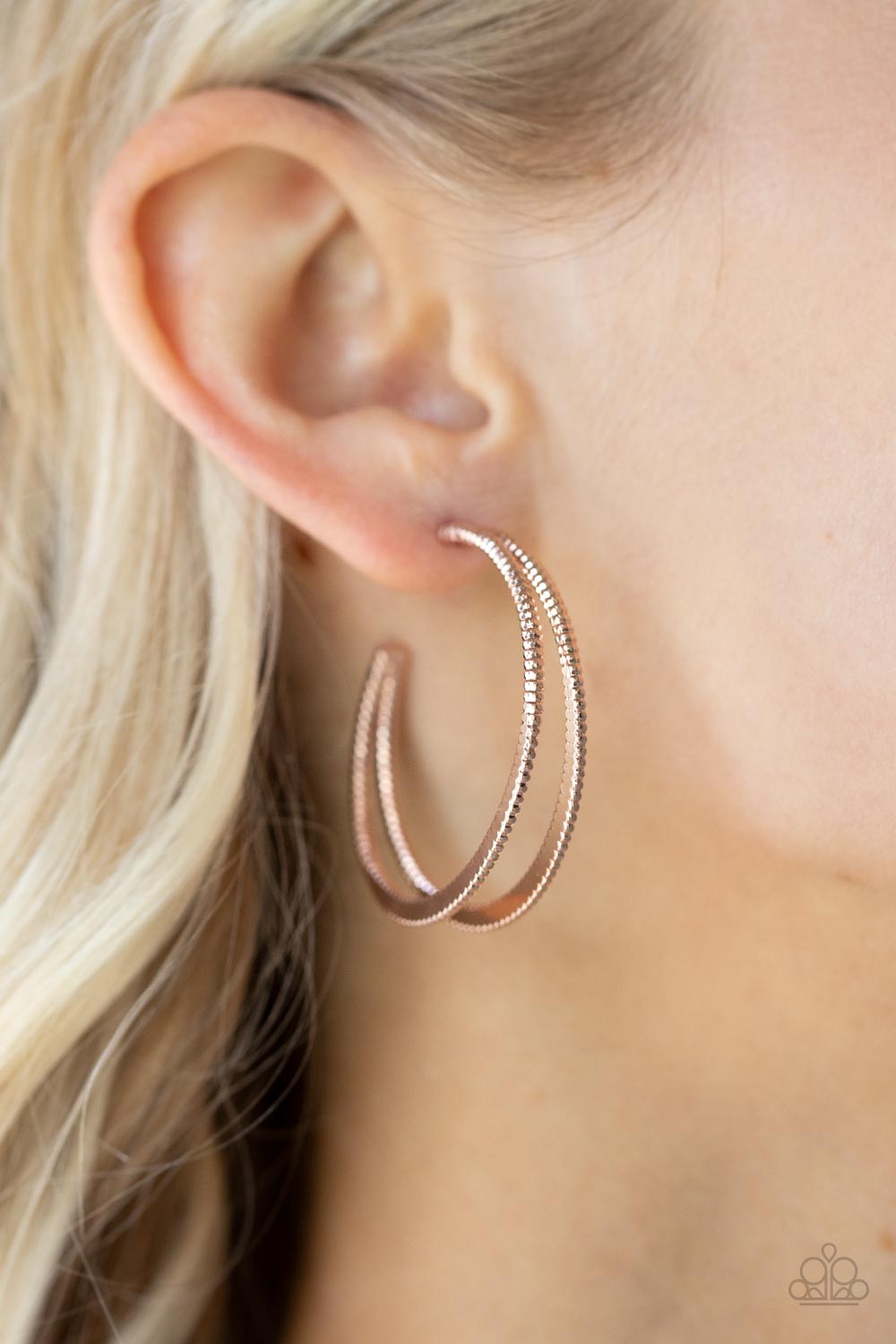 Rustic Curves Rose Gold Hoop Earrings