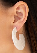 Load image into Gallery viewer, Tropically Torrid White Hoop Earring
